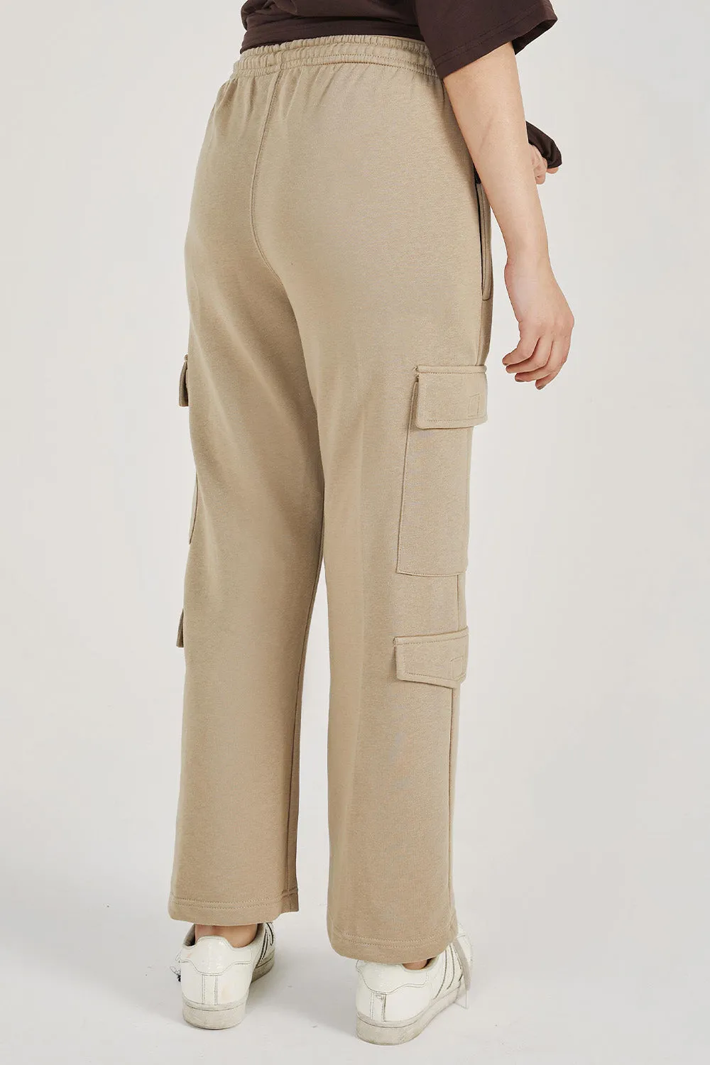 Khaki wide Legged Cargo Trousers - W