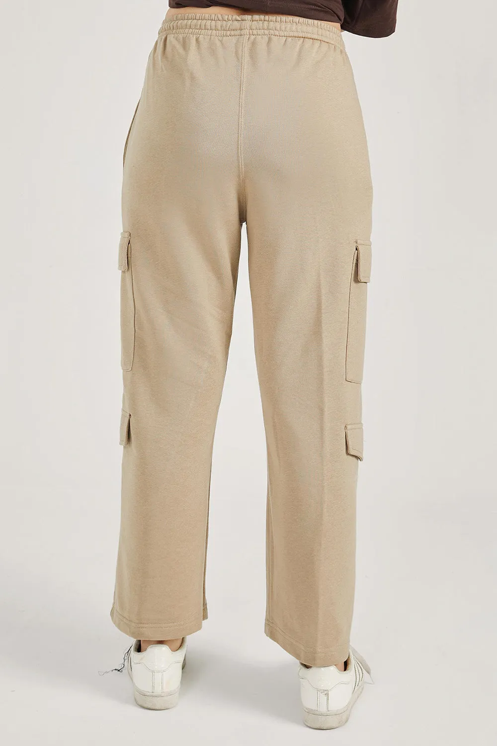 Khaki wide Legged Cargo Trousers - W