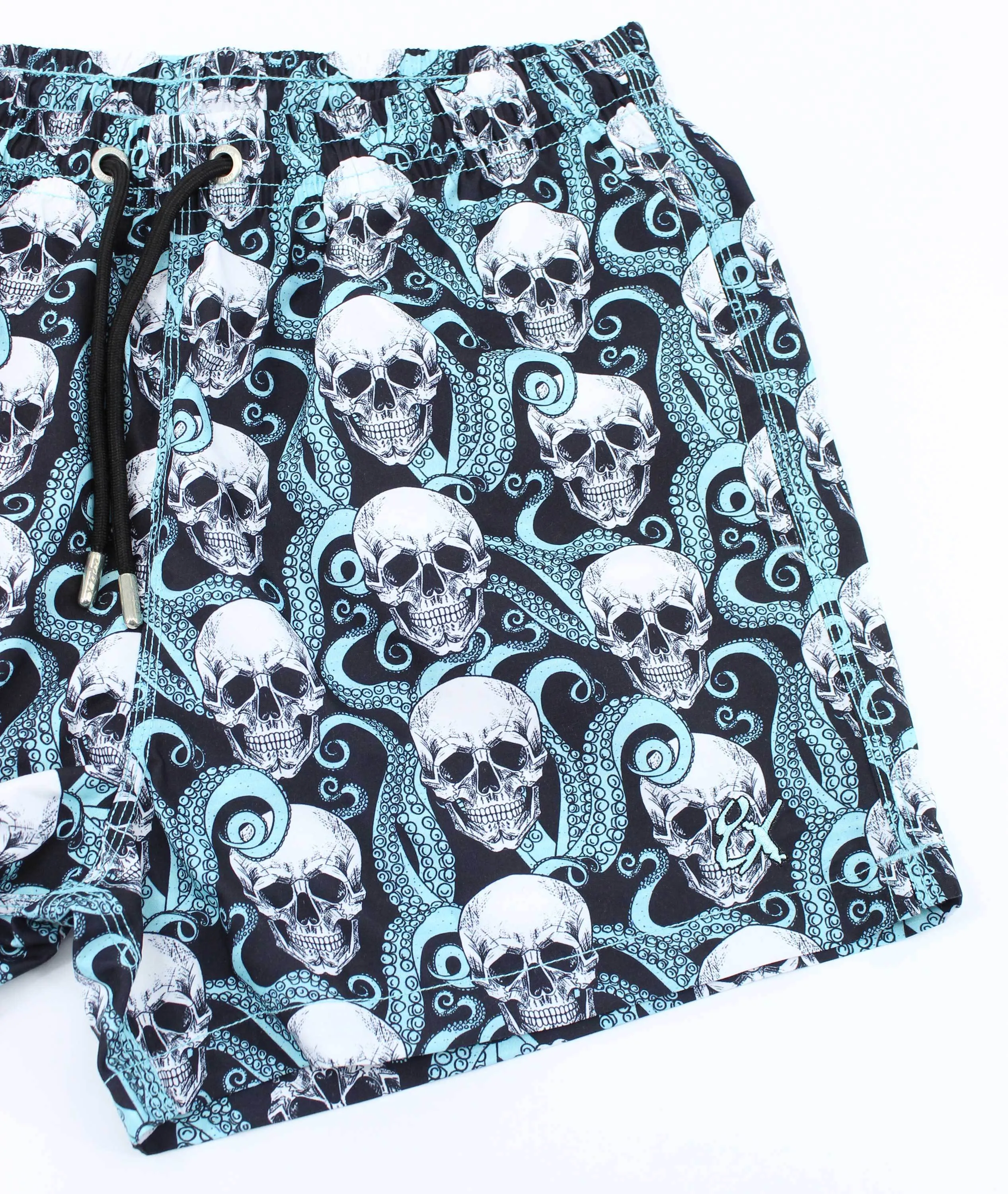 Kraken Skulls Print Swim Trunks