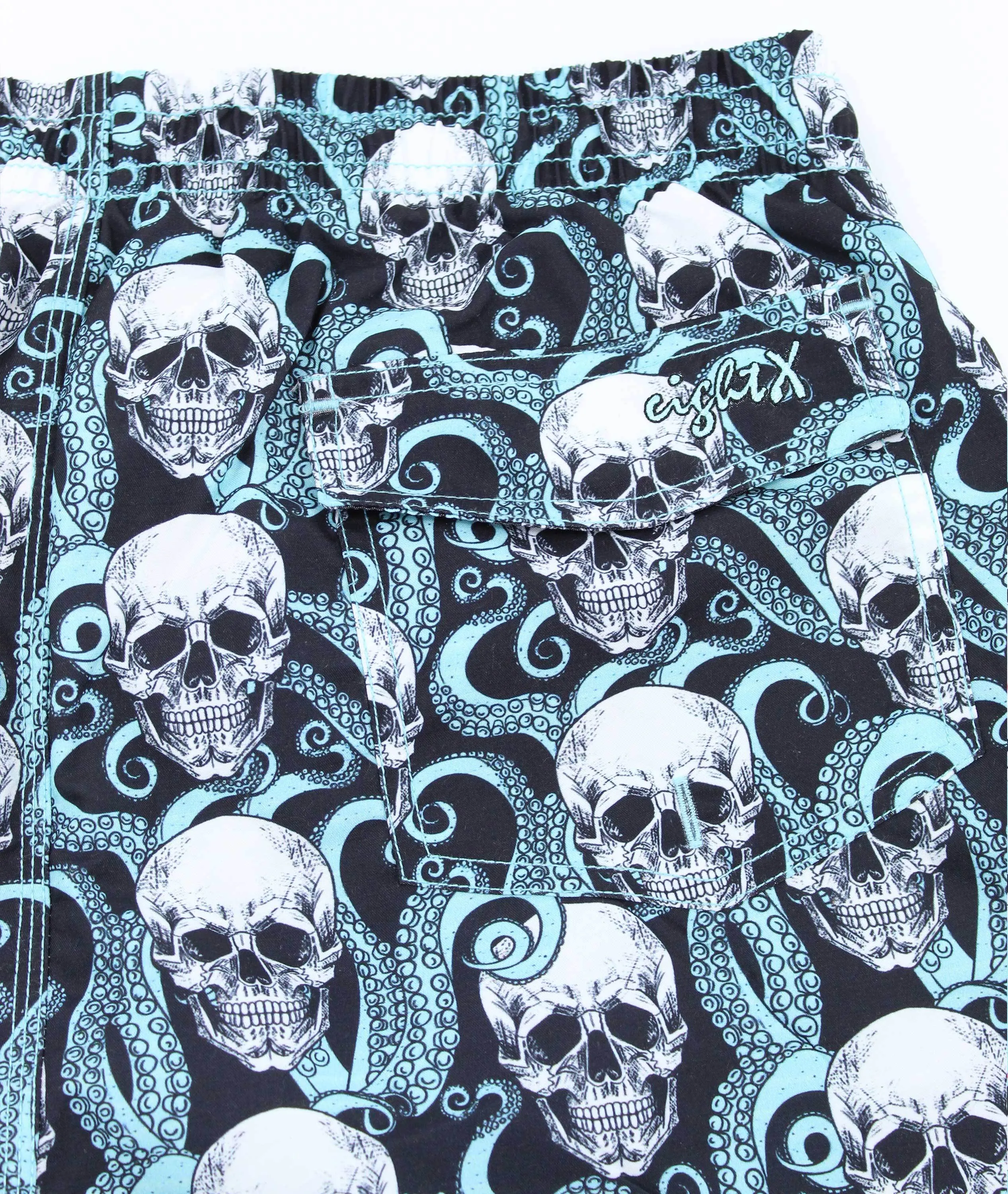 Kraken Skulls Print Swim Trunks