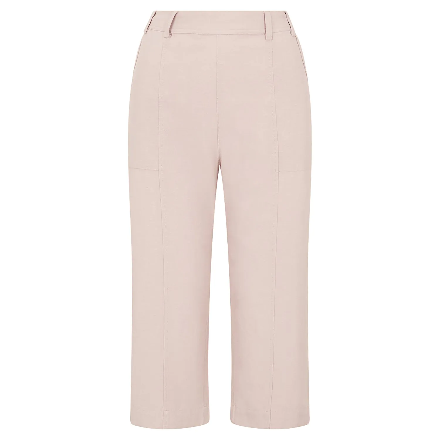 Linen Blend Cropped Trousers - Cloud