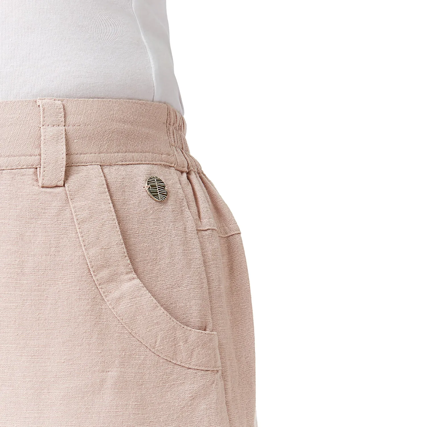 Linen Blend Cropped Trousers - Cloud