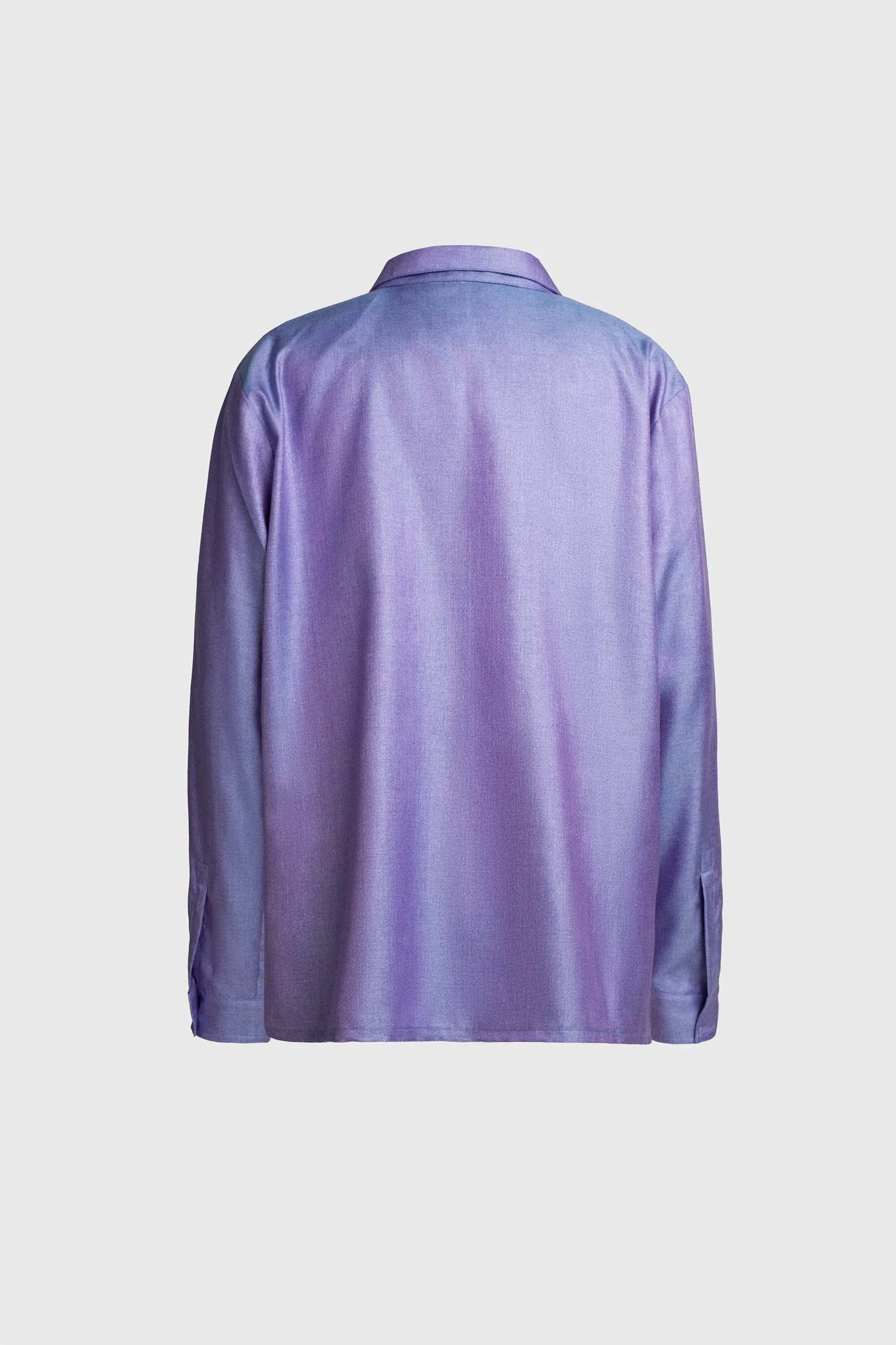 Loose Fit Woven Silk Purple Blue Shirt