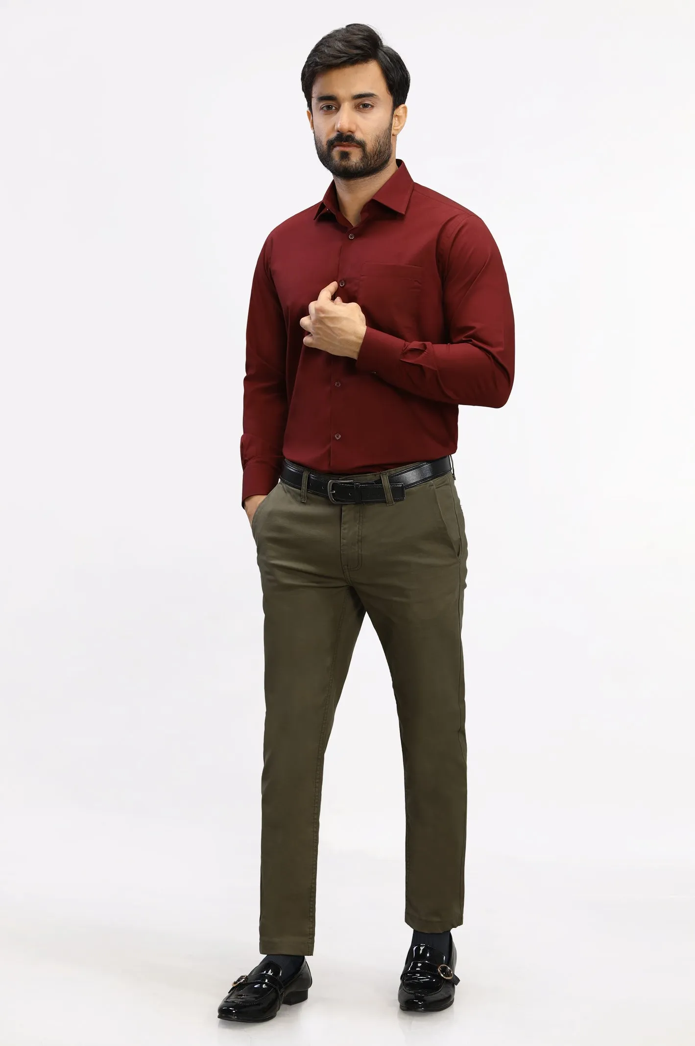 Maroon Plain Formal Shirt