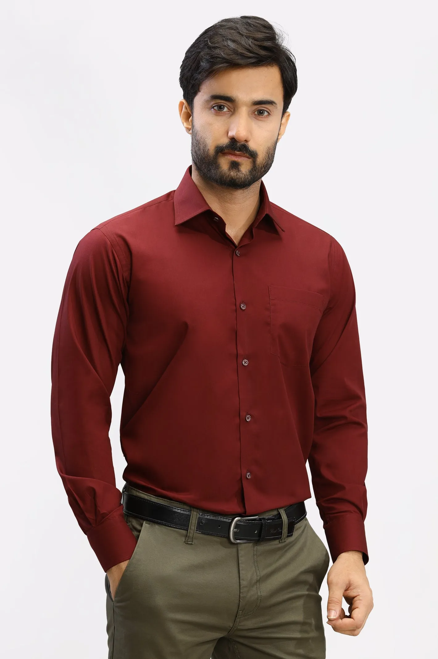 Maroon Plain Formal Shirt