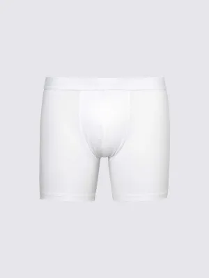 Men's Long Leg Stretch Cotton Trunks, White