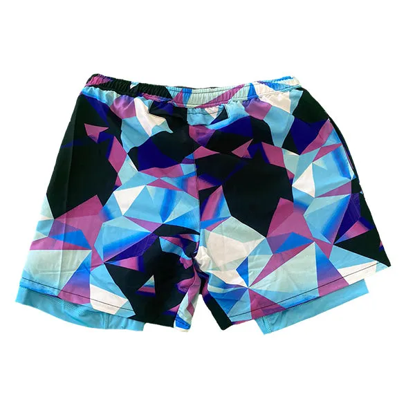 Mens Sky Pastel Diamond Geo 2-1 Compression 7" Short