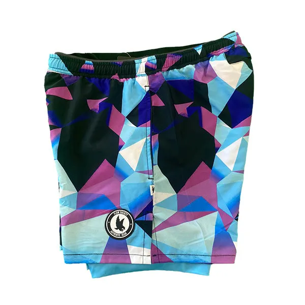 Mens Sky Pastel Diamond Geo 2-1 Compression 7" Short