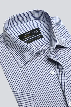 Navy Blue Graph Check Formal Shirt (Half Sleeves)