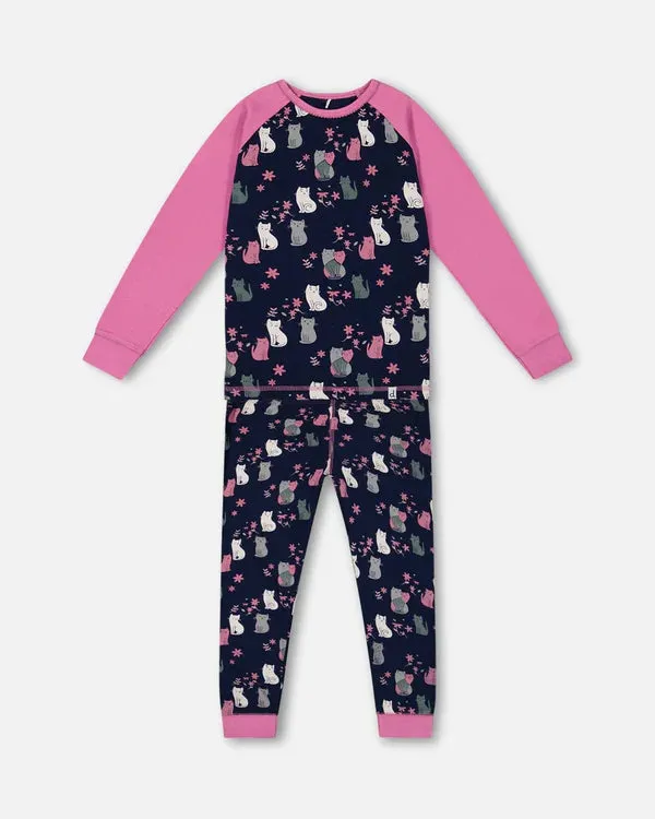 Navy Cats Organic Cotton Two Piece Pajamas