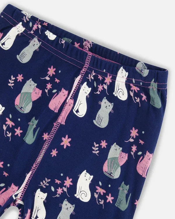 Navy Cats Organic Cotton Two Piece Pajamas