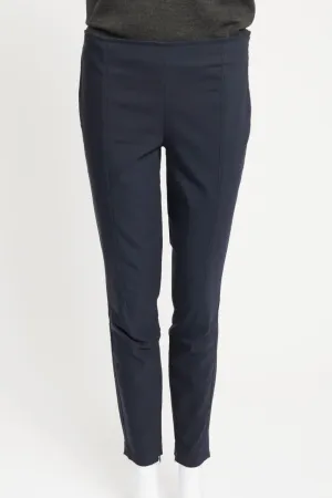 Navy Crepe Slim Fit Trousers