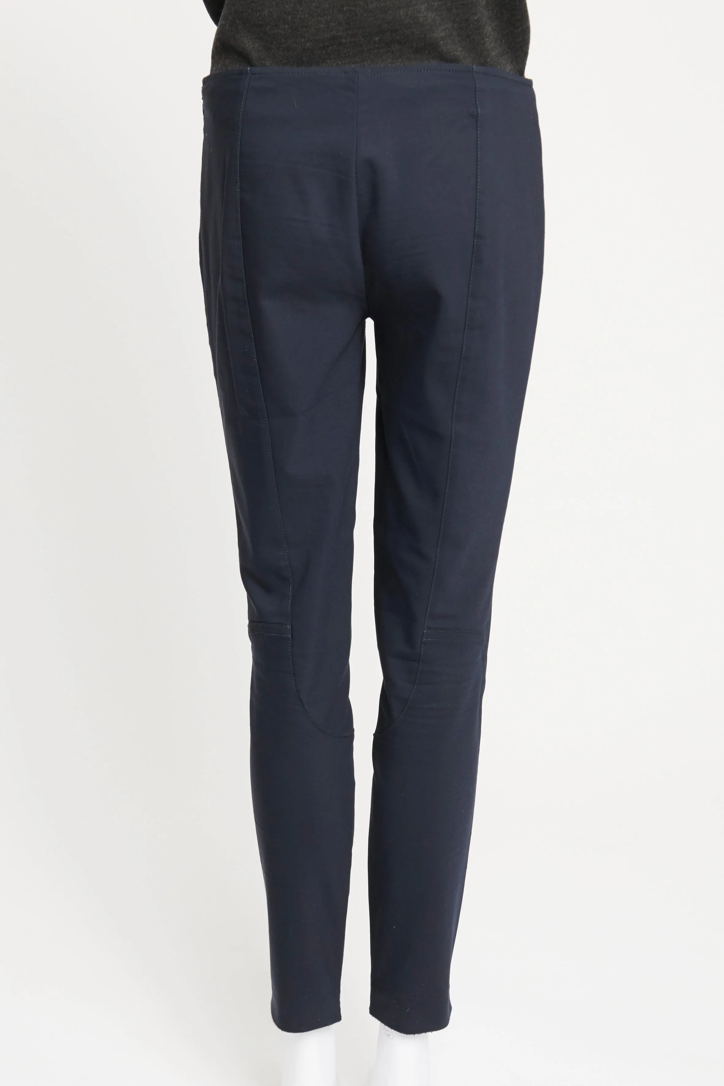 Navy Crepe Slim Fit Trousers