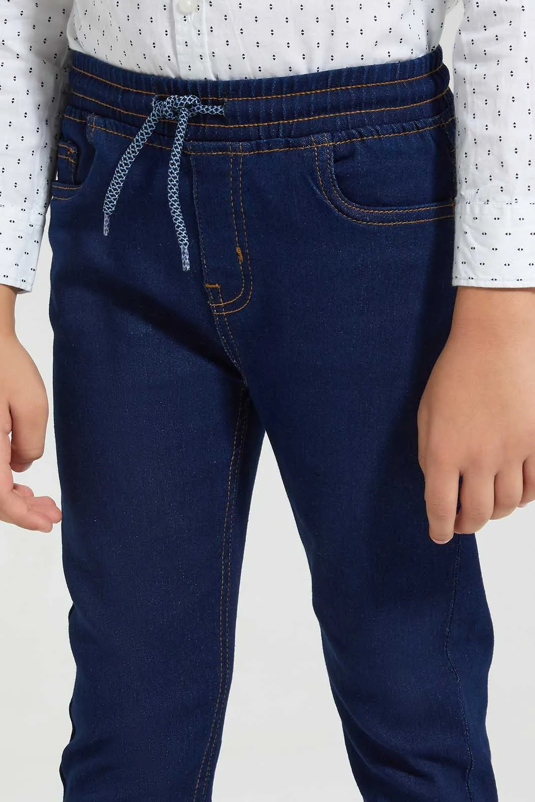 Navy Elasticated Waist Jean