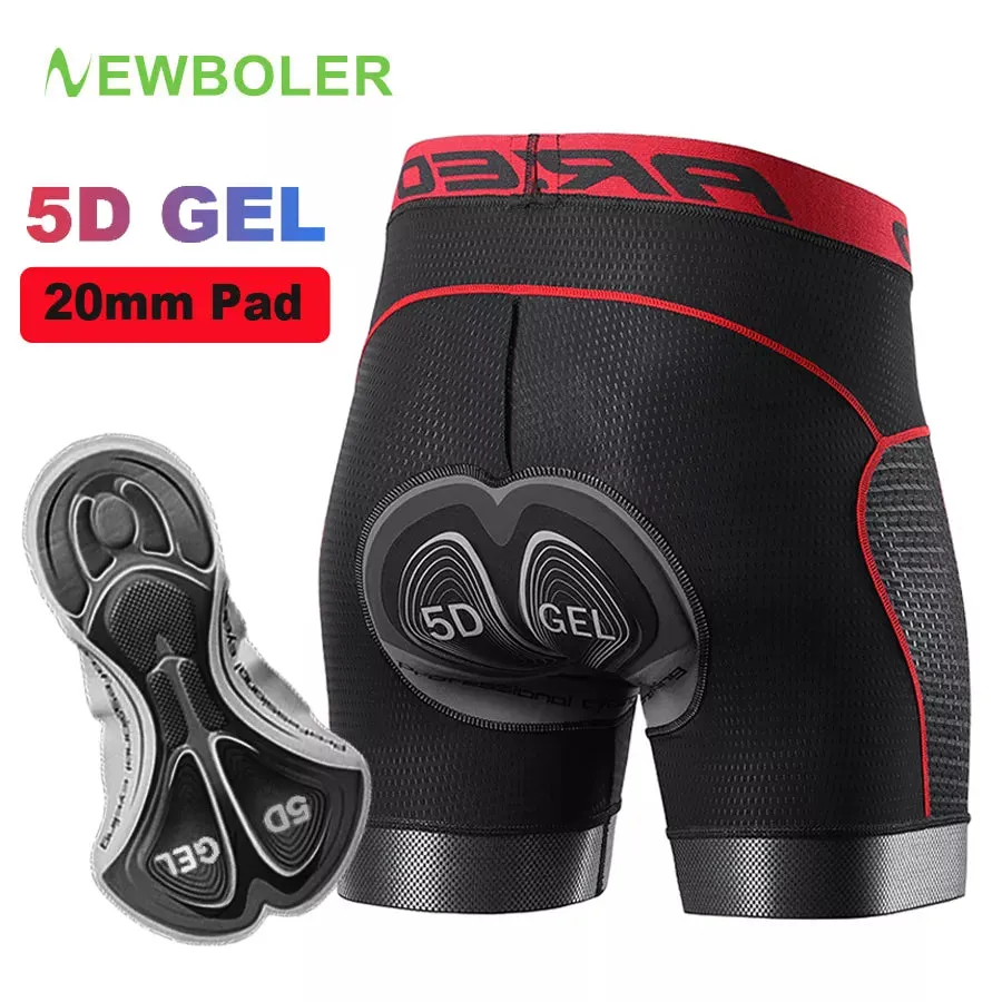 NEWBOLER Men's Cycling Shorts Women's Cycling Underwear 5D Gel Pad Shockproof Cycling Underpant MTB Biker Shorts 2021 Bicycle