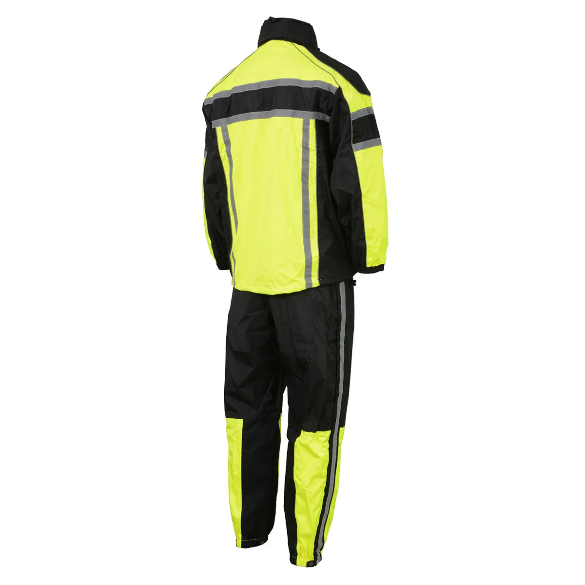 NexGen SH233113 Men's Black and Neon Green Water Resistant Motorcycle-Outdoors Rain Suit with Reflective Tape