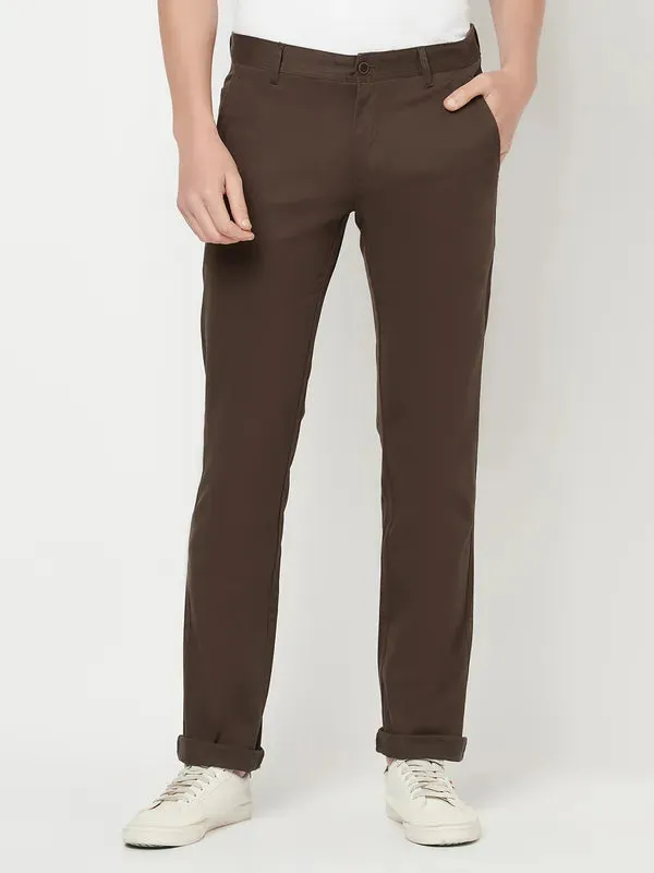 Octave Men Brown Regular Fit Cotton Trousers