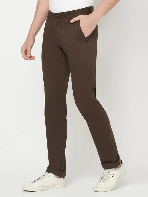 Octave Men Brown Regular Fit Cotton Trousers