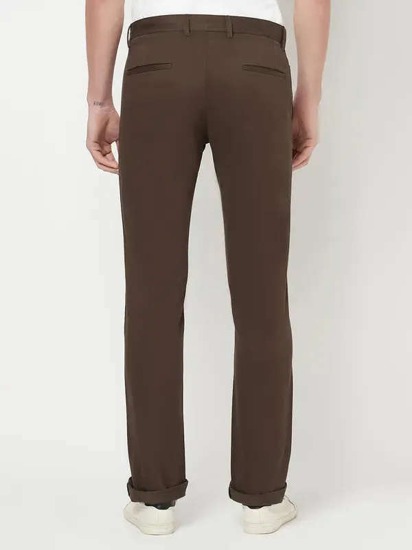 Octave Men Brown Regular Fit Cotton Trousers