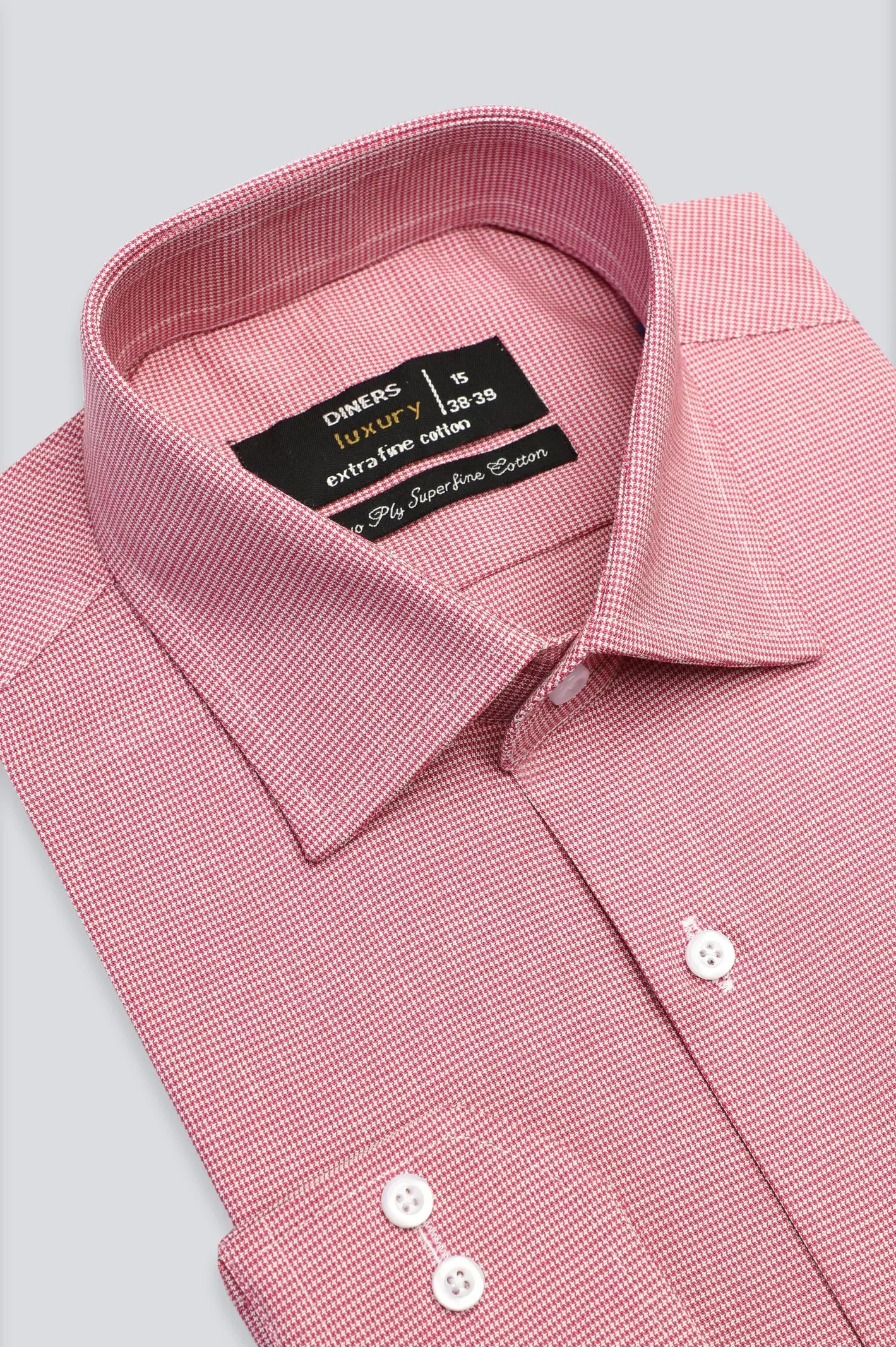 Pink Houndstooth Check Formal Shirt