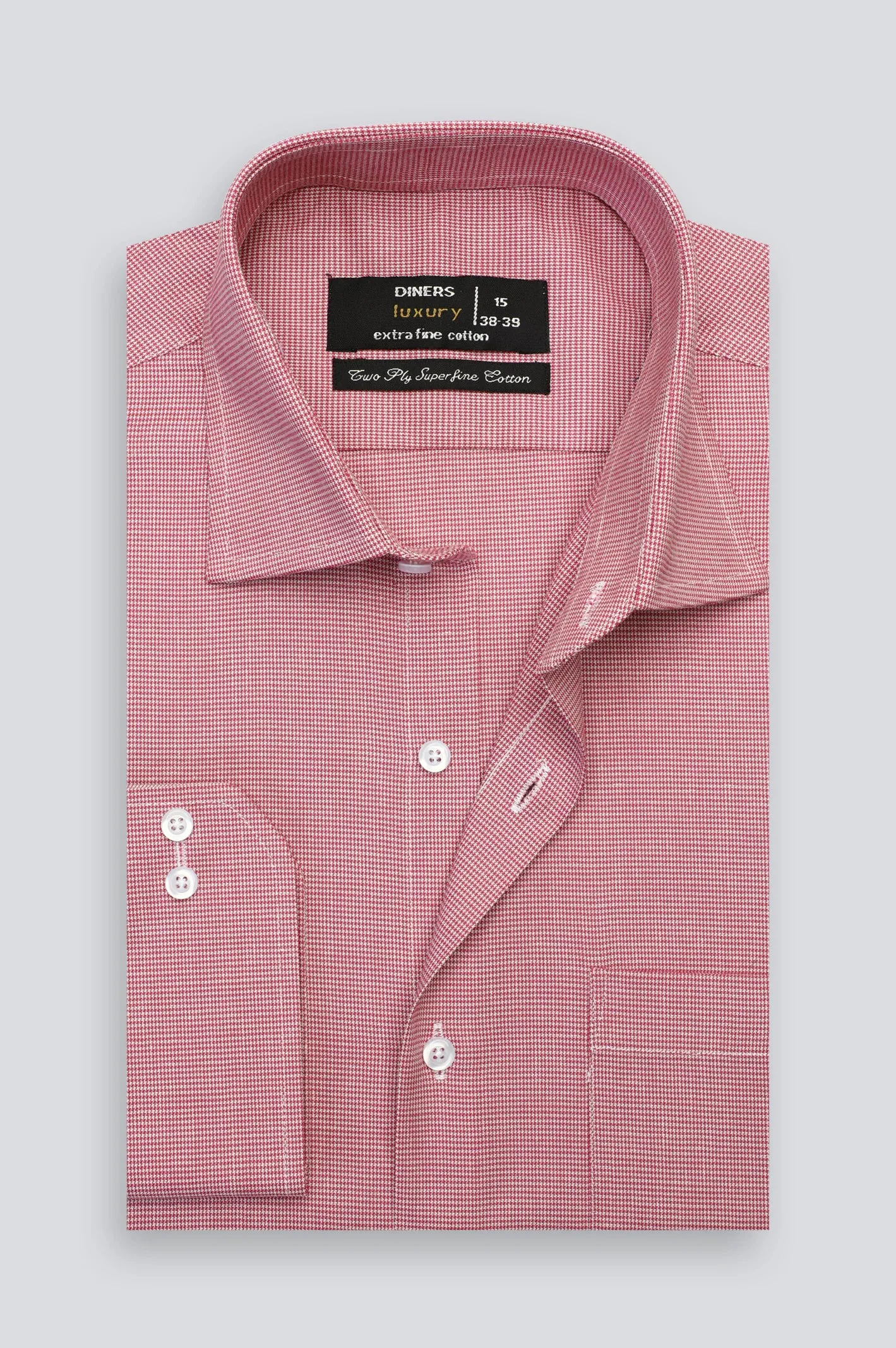 Pink Houndstooth Check Formal Shirt