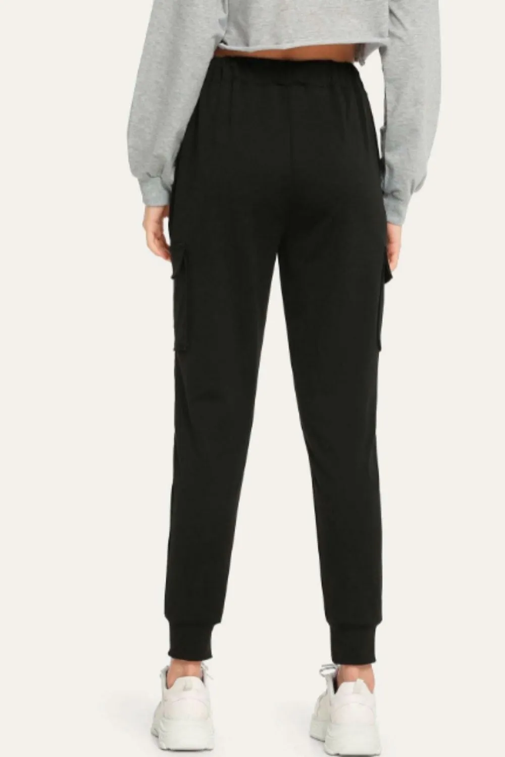 Pocket Detail Drawstring Waist Utility Trousers