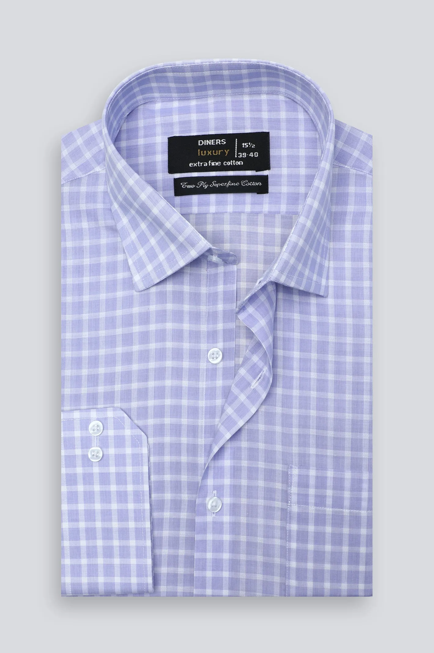 Purple Glen Plaid Check Formal Shirt