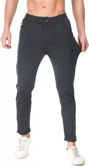 Regular Fit Men Grey Lycra Blend Trousers