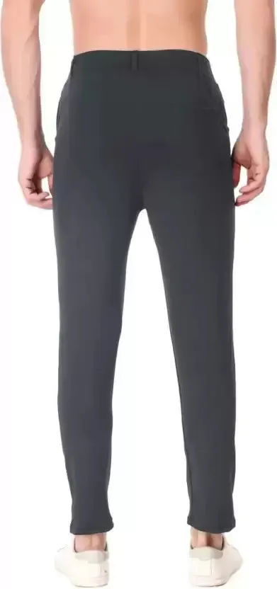 Regular Fit Men Grey Lycra Blend Trousers