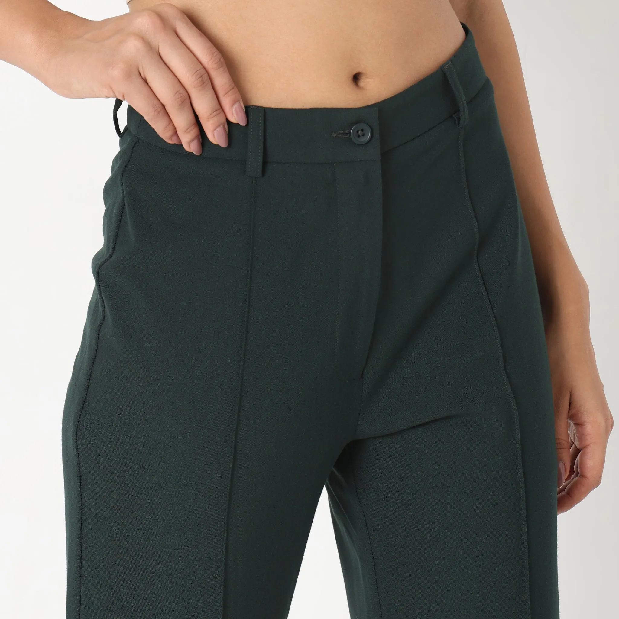 Regular Fit Solid Trousers