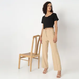 Regular Fit Solid Trousers