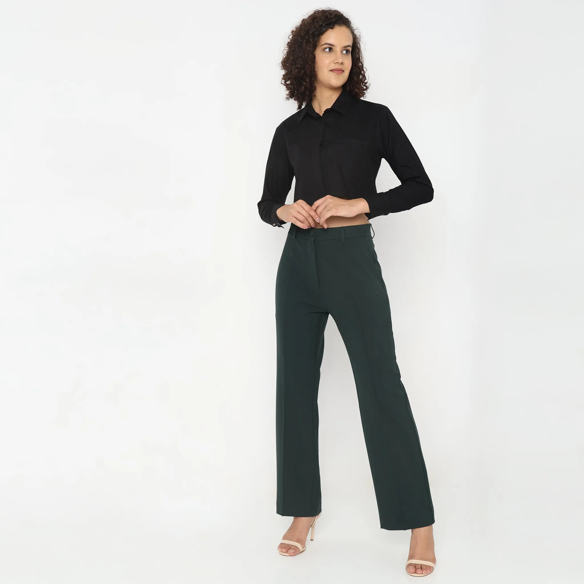 Regular Fit Solid Trousers