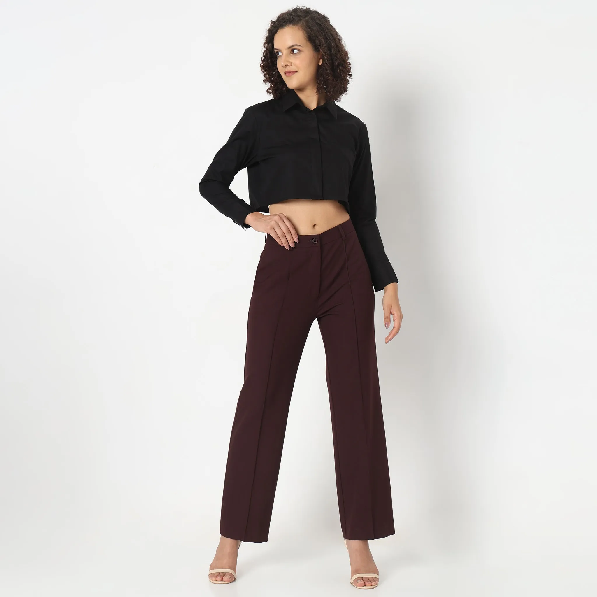 Regular Fit Solid Trousers