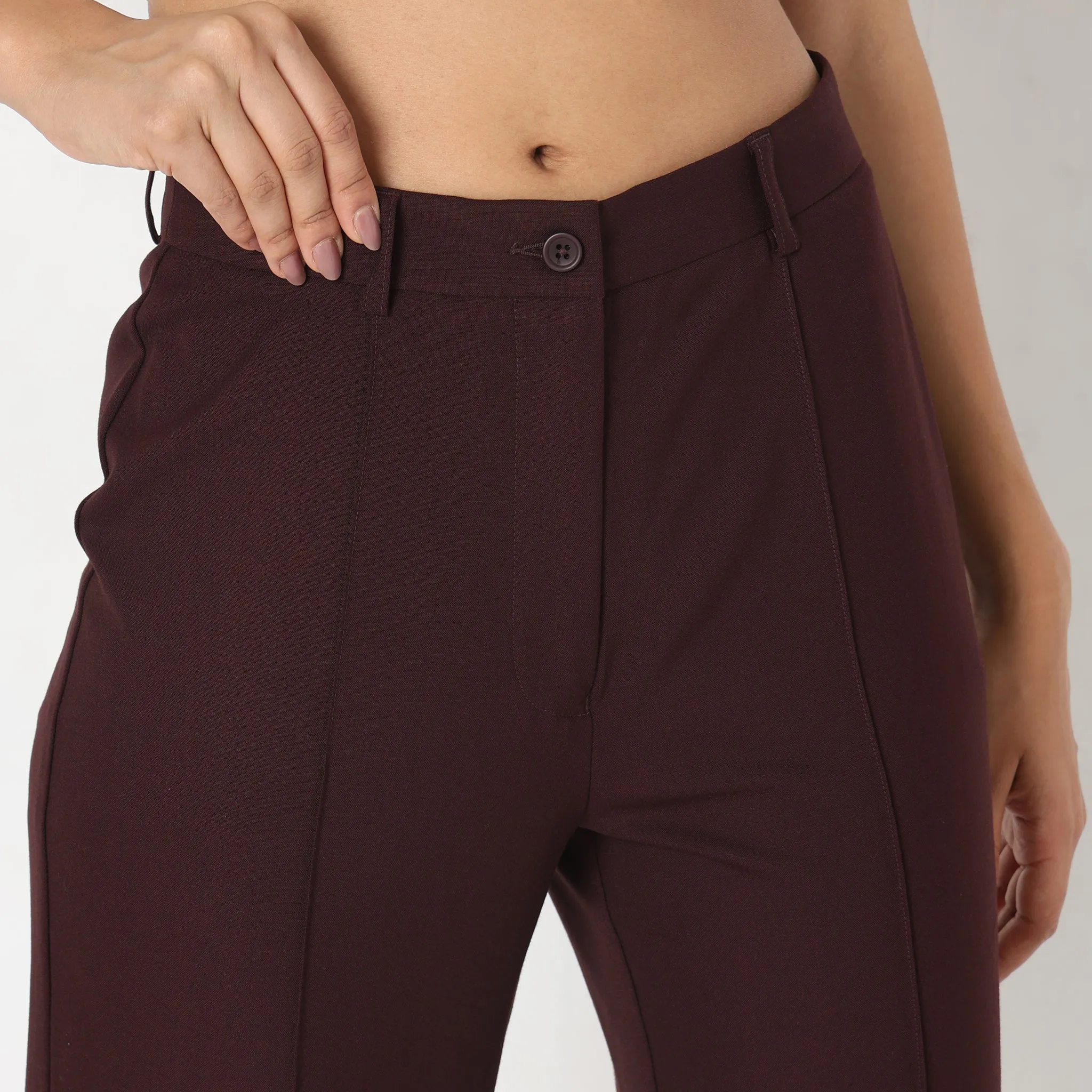 Regular Fit Solid Trousers