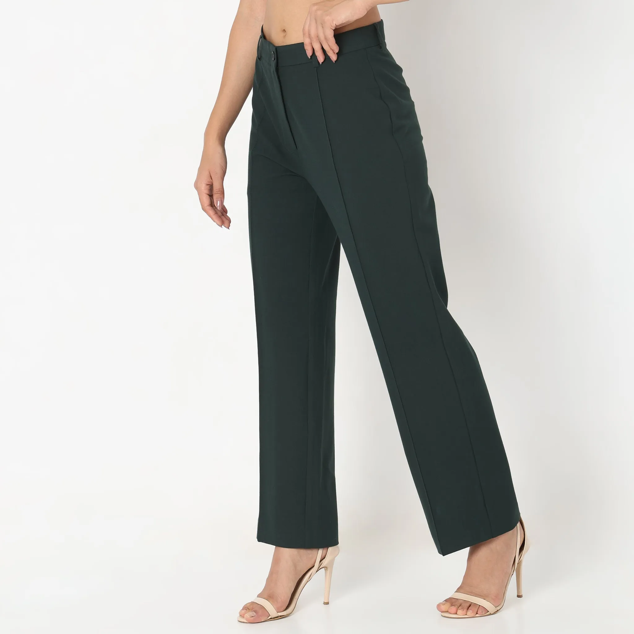 Regular Fit Solid Trousers