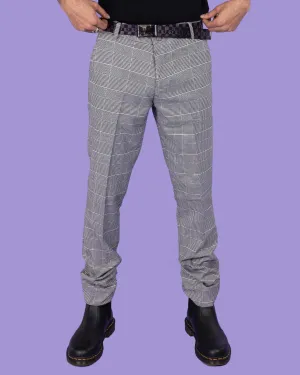 Retro Mod Prince Of Wales Stretch Slim Skinny Fitting Trousers