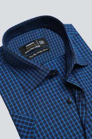 Royal Blue Graph Check Formal Shirt (Half Sleeves)