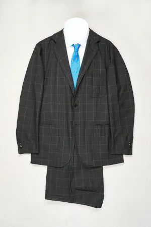 Sartoria Partenopea Dark Grey Windowpane Wool Suit