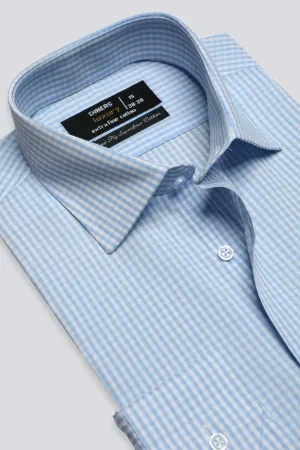 Sky Blue Mini-Check Formal Shirt