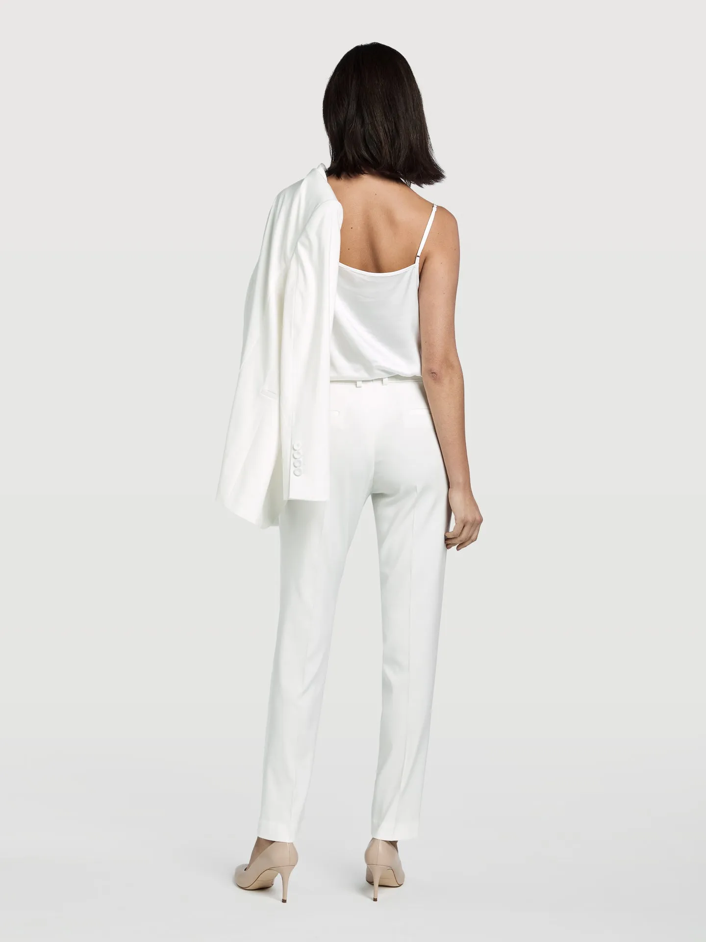 Slim Fit White Tuxedo Trousers