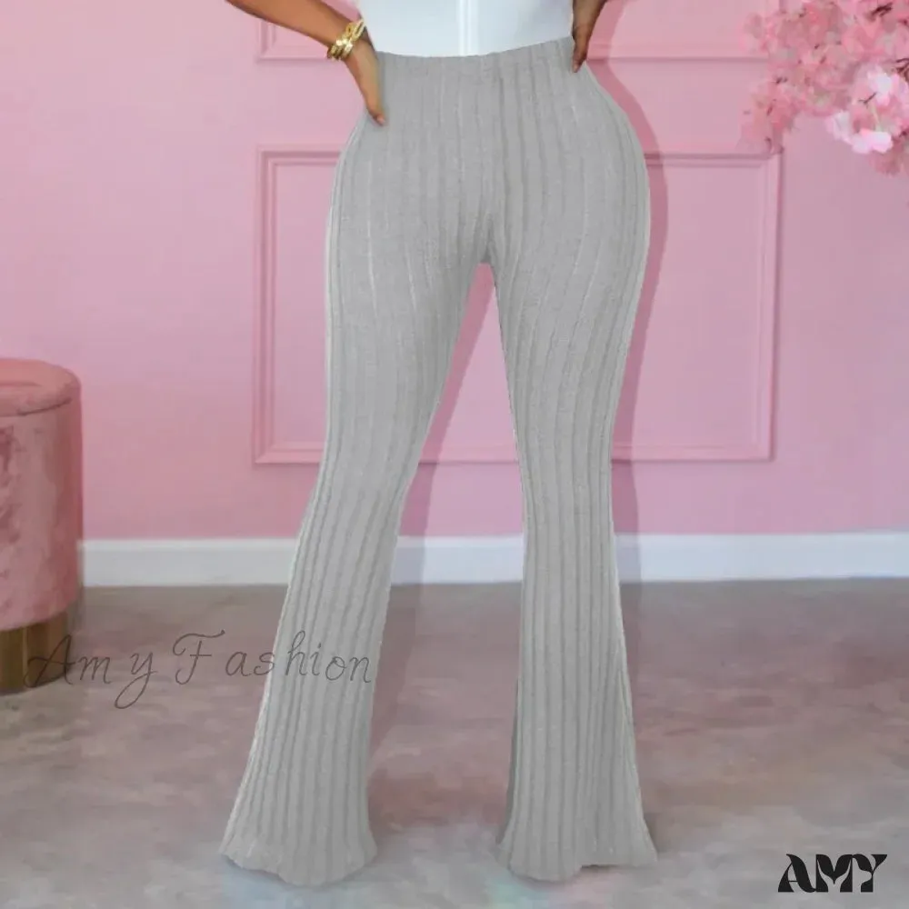 Spring Autumn Elastic Waist Solid Stripe Bodycon Sexy Casual Trouser