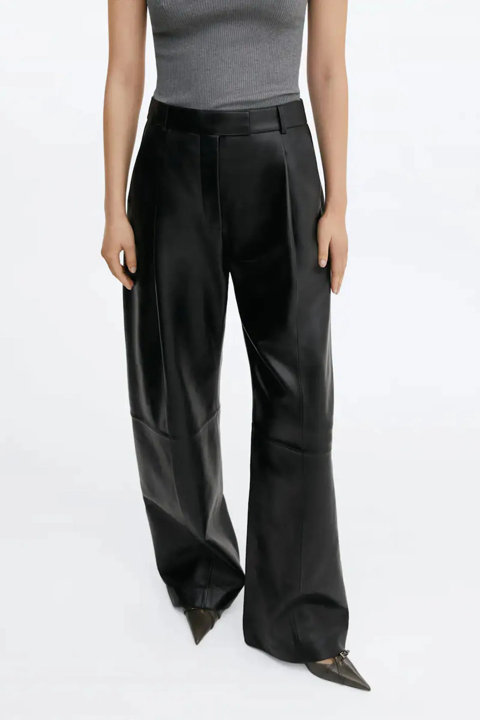 Straight-fit Leather Trousers