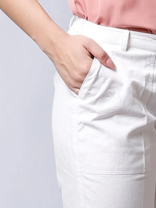 Straight Fit Trousers - White