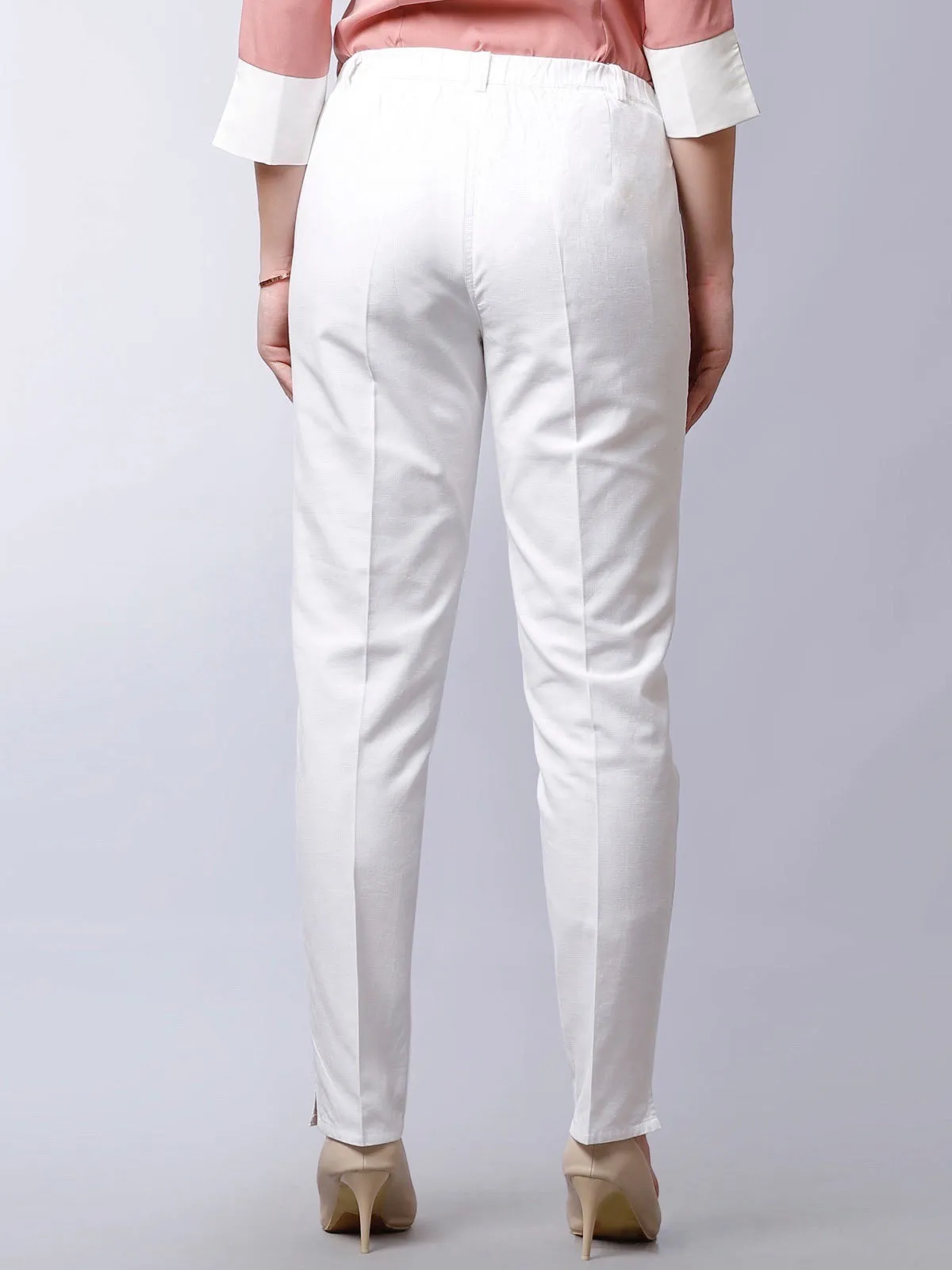 Straight Fit Trousers - White