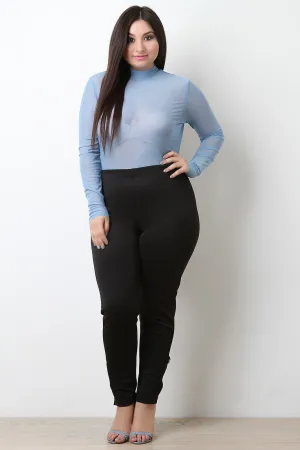 Stretchy High Waisted Zippered Ankle Pants