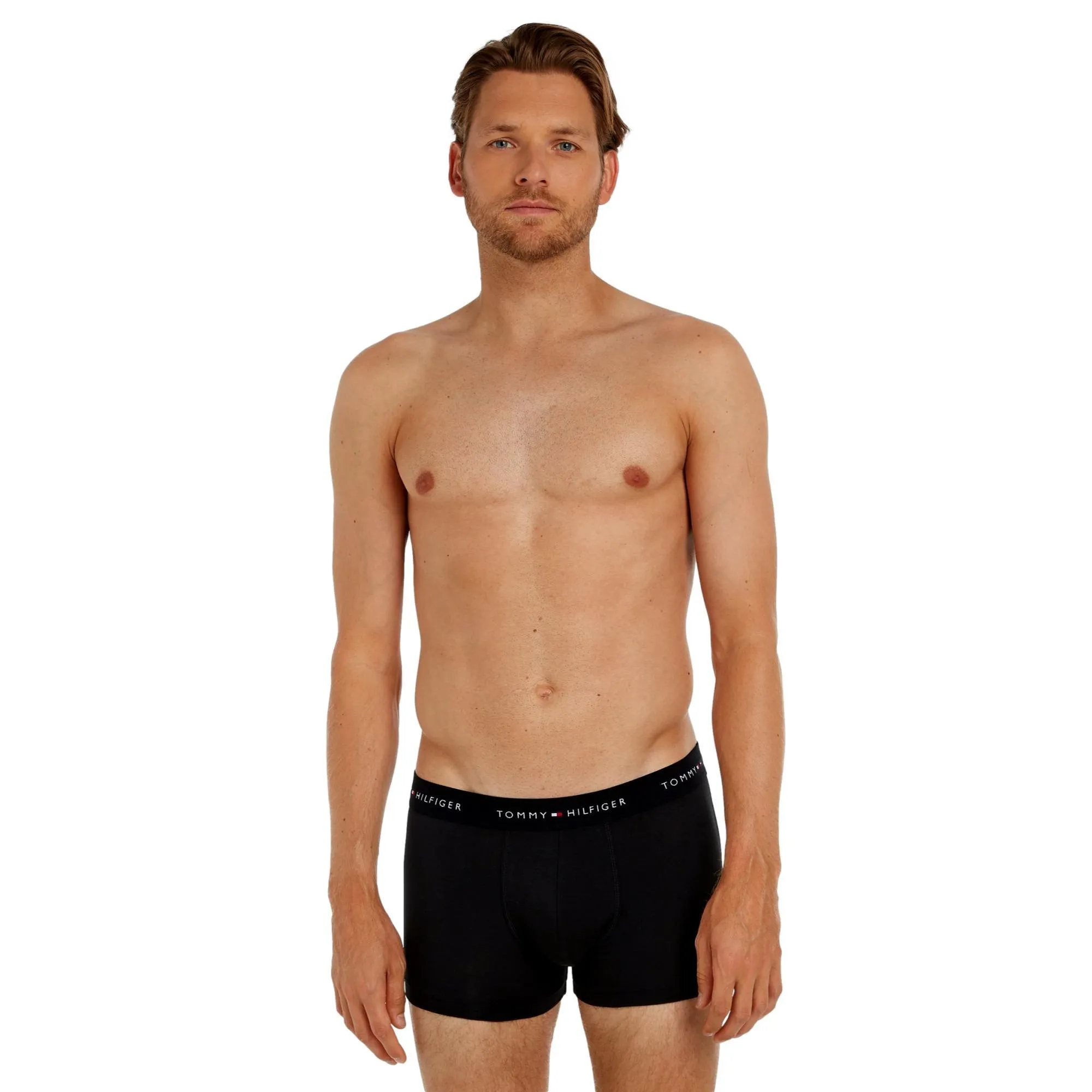 Tommy Hilfiger 3 Pack Essential Logo Waistband Trunks - Black