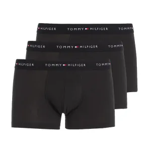 Tommy Hilfiger 3 Pack Essential Logo Waistband Trunks - Black