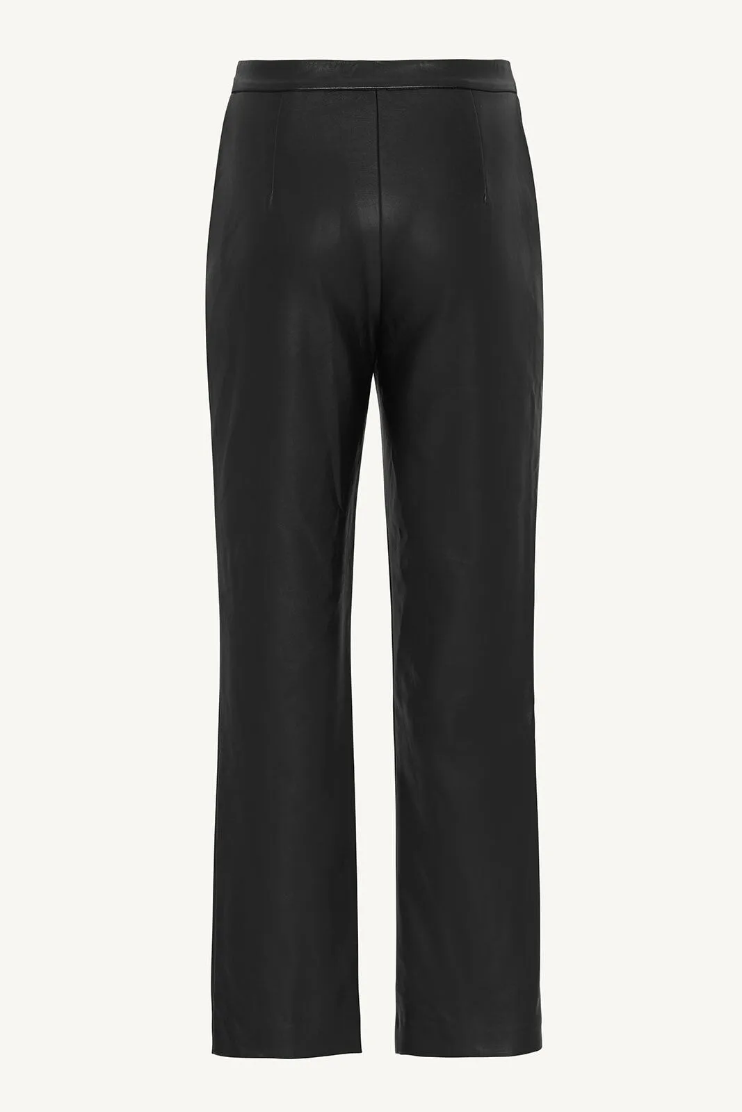 Vegan Leather Straight Leg Trousers - Black